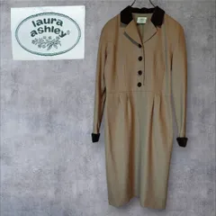 LAURA ASHLEY ベルベット 切替 ウール ワンピース ドレス ブラウン 11AR ローラアシュレイ ヴィンテージ 90s フォーマル クラシカル ママ スーツ 卒園式 卒業式 バイカラー
