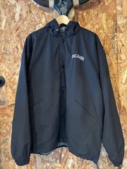 90s Champion フード付きコーチジャケット ブラック L 刺繍ロゴ