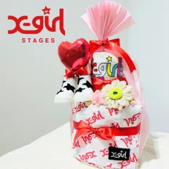 【X-girl】おむつケーキ エックスガールステージス ベビーギフト 出産祝い おむつケーキ ベビーシャワー ベビー靴下　レッグウォーマー　おくるみ