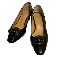 TRUSSARDI トラサルディ レディース パンプス 25cm ブラック バックルデザイン スクエアトゥ ヒールあり レザー 上品 通勤 オフィス きれいめ F6 8136