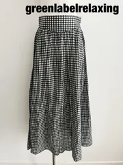 【2024年製】greenlabelrelaxing　グリーンレーベルリラクシング シアーギンガムチェックスカート 定価11,000円 　Mサイズ　３８　ブラック×アイボリー　ロング　可愛い　美品　送料込み　6465150