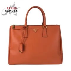 美品 PRADA プラダ サフィアーノ オレンジ ゴールド金具 レザー トートバッグ ハンドバッグ レディース 501973【中古】