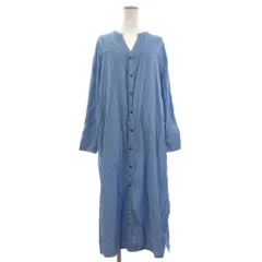 シンプリシテェ Simplicite シャツワンピース ロング丈 長袖 水色 F