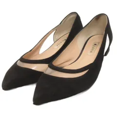 ダイアナ DIANA パンプス ローヒール ポインテッドトゥ スエード 黒 ブラック 23.5cm