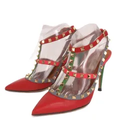 ヴァレンティノ ヴァレンチノ  VALENTINO パンプス ポインテッドトゥ スタッズ 赤 レッド 38 25cm位 靴 ■TC