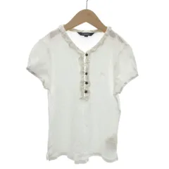 バーバリー ロンドン BURBERRY LONDON カットソー フリル 半袖 ロゴ刺繍 150 白 ホワイト /YJ ■ECT