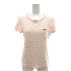 バーバリーブルーレーベル BURBERRY BLUE LABEL 美品 カットソー 半袖 ワンポイント刺繍 ラウンドネック 38 ペールピンク /YJ ■ECT