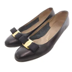 サルヴァトーレフェラガモ Salvatore Ferragamo パンプス ヴァラ リボン ローヒール 6.5C 黒 ブラック シューズ /TZ ■GY47