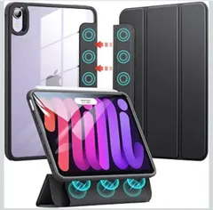 ★ESR iPad mini7 ケース (A17 Pro、2024) iPad mini 第7/6世代専用カバー 磁気着脱式 ハイブリッドケース 取り外し可能なマグネット オートスリープ/ウェイク対応 Pencil Pro/USB-C対応 クリアブラック