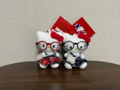 セット2種 サンリオ ハローキティ メガネ キティ キーホルダー CHECK ドレス ぬいぐるみガチャ