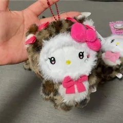 ハローキティ ギャル レオパード ファー マスコット キーホルダー ぬいぐるみ