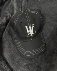 WOOALONG ウアロン シグネチャー ロゴ スティッチ ベースボールキャップ ブラック