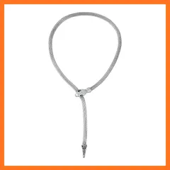 【新品】 [Flongo] ネックレス 蛇 ラインストーン付き ステンレス レディース: おしゃれ エレガント ファッション 調整可能 綺麗 プレゼント ギフト 記念日 誕生日 - シルバー 1