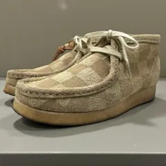 美品 クラークス ワラビー モカシンシューズ 24cm相当 ベージュ チェッカー