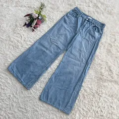 フォロワー限定お得なクーポン配布中！ 『UNIQLO』ユニクロ　ドレープワイドフレアジーンズ　ワイドデニムパンツ　ミドルウエスト　ライトブルー(XL)