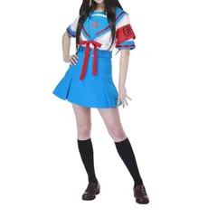 新品 [ミドリ屋] 涼宮ハルヒ コスプレ衣装 制服セット 半袖 青と白 学院風 夏 制服 (女性 L)