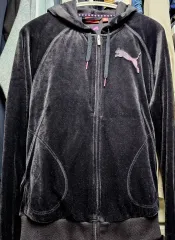 プーマ ツアーベルベット フーディー ジップアップ ブラック L