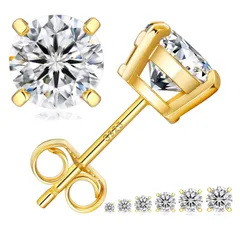 【数量限定】KRKC&CO モアッサナイト ピアス レディース: シルバー925 人工ダイヤモンド セカンドピアス シンプル 計0.6-3.0カラット 20G 金属アレルギー対応 4本/6本爪 男女兼用 人気 ギフトボックス付き シルバー/ゴールド