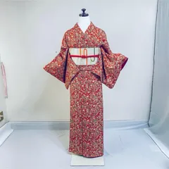 未使用近い　美品　袷　正絹　紅型調型染め　小紋　　フルセット