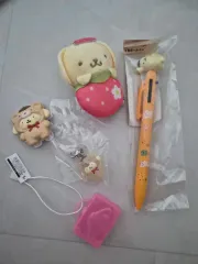 ポムポムプリン 3色ボールペン いちご ぬいぐるみ キーホルダー ラテくま メジロ クリップ