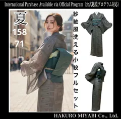 未使用近い　美品　化繊　紗紬風　小紋　フルセット　夏帯　身丈150 裄丈71