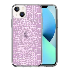 iPhone13mini ケース クリア鰐柄 ワニ ピンク スマホケース 側面ソフト 背面ハード ハイブリッド