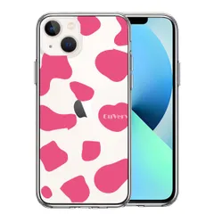 iPhone13mini ケース クリアアニマル柄 カウ 牛 ピンク スマホケース 側面ソフト 背面ハード ハイブリッド
