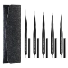 ジェルネイル筆 極細＆ドット 5点セット キャップ＆収納袋付き ジェルネイルキット ネイルブラシ 爪ブラシ アクリルリキッド ジェルネイル絵描きブラシ ジェルネイル絵描きブラシ 日本製ナイロン使用