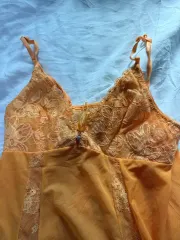 オレンジ レース トライアムフ スリップ キャミソール / ヴィンテージ 蝶 ヴィンテージ レース