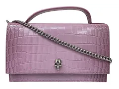 Alexander McQueen (アレキサンダーマックイーン) T.H.MEDUIM SKULL BAG ショルダーバッグ クロコ型押しレザー 732798 DYT53 5618 ピンク レディース/045のサムネイル