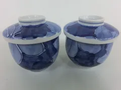 【TAKA66-27】◇和食器　都風　茶碗蒸し器　蓋付き湯呑み　2点セット　柄付き