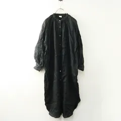 2023SS アーバンリサーチドアーズ URBAN RESEARCH DOORS リネンギャザーワンピース S＼ブラック バンドカラー ドレス【2400014733082】
