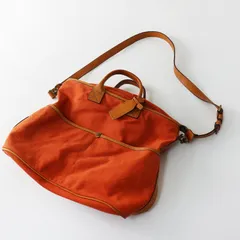 美品 ボーデッサン BEAU DESSIN キャンバス トートバッグ ｜オレンジ ハンドバッグ レザー使い【2400014813340】