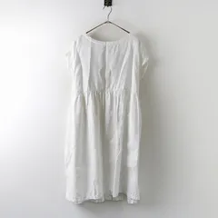 ビスクバイネストローブ bisque by nest Robe リネン後ろボタンフレンチスリーブワンピース ホワイト┃麻素材【2400014807684】