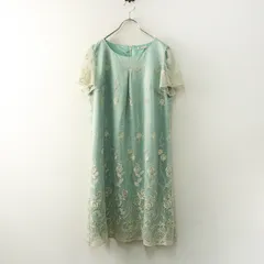 大きいサイズ  ローズティアラ Rose Tiara フラワーレース  チュール 半袖 ワンピース 42｜ミントブルー トップス シアー【2400014814316】