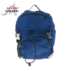 PRADA プラダ テスート 三角ロゴプレート ブルー シルバー金具 ナイロン リュックサック バックパック レディース 504813【中古】