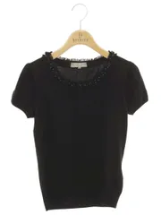 エムプルミエクチュール F716-628 セーター 34P ブラック フリル ストーン IT0KS02UM892