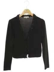 エムプルミエクチュール F716-627 カーディガン 34P ブラック フリル ストーン ITETZD6V8I6O