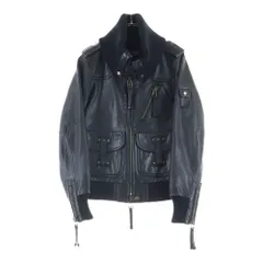 AVIREX (アヴィレックス) ラムレザー 襟リブレザーブルゾン ブラック 6281006