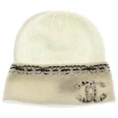 CHANEL (シャネル) ココマーク カシミヤニット帽 ホワイト