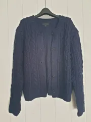 (特価)ケーブル編み バギー ニット カーディガン ネイビー