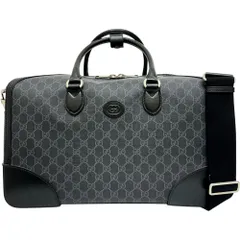 【GUCCI/グッチ】696014  GGスプリーム インターロッキングG 2WAYショルダー ボストンバッグ レザー ブラックレザー レディース 【中古】【真子質店】【BL】