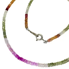 マルチカラーサファイア(ディスクカット) ネックレス シルバー925 7.7g 42cm レディース 【中古】【真子質店】【NN】