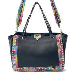 ヴァレンティノ・ガラヴァーニ トートバッグ ロックスタッズ レザー VALENTINO 2way 黒のサムネイル