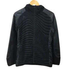 アディダス adidas パーカー フーディー ジップアップ スポーツウェア 切替 ボーダー フリース 刺繍 ロゴ 長袖 S 黒 グレー ブラック