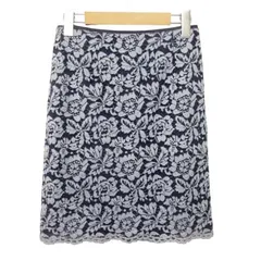 ユナイテッドアローズ UNITED ARROWS スカート タイト レース ひざ丈 36 青 ブルー