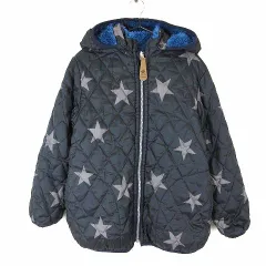 ハッシュアッシュ HusHusH ジャケット 中綿 キルティング ボア リバーシブル スター 星柄 配色 ジップアップ フード 長袖 130 黒 ブラック マルチカラー 男の子 KIDS