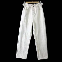 クラシカルエルフ CLASSICAL ELF デニムパンツ ジーンズ テーパード イージー ハイウエスト フリル M アイボリー オフ白