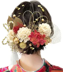 【人気商品】かすみ草 網型飾り ソーラーローズ 造花 あじさい 振袖 袴 ヘアアクセサリー 着物 和装 水引 結婚式 ヘッドパーツ 卒業式 和装小物 専用ケース付き 成人式 髪飾り G2001 【Baramoly】