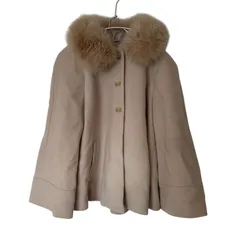 【美品】Apuweiser-riche アプワイザーリッシェ ファー付ケープ風ショートコート ポンチョコート ベージュ サイズ1【Z1766】
